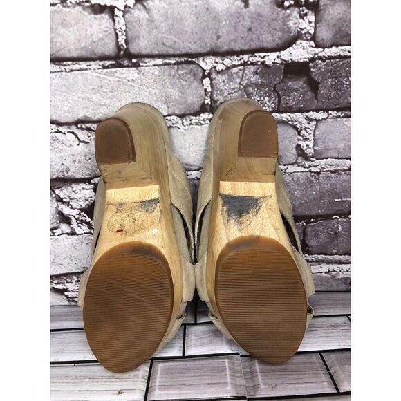Earthies Tropez Taupe Suede Platform Slide Block Heel Sandals Women Sz 6.5B US - Picture 14 of 16